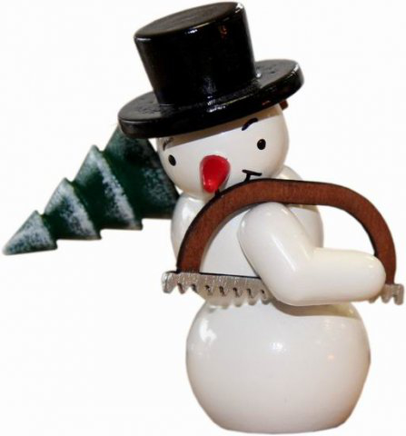 Snowman, Baumdieb - 5,5 cm - Erzgebirgische Holzkunst Gahlenz