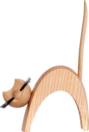 Katze natur, stehend - Erzgebirgische Holzkunst Gahlenz