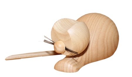 Katze natur, sitzend - Erzgebirgische Holzkunst Gahlenz
