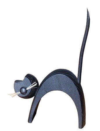 Katze schwarz, stehend - Erzgebirgische Holzkunst Gahlenz