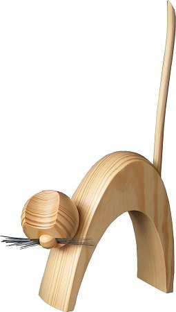 Katze natur, groß stehend - Erzgebirgische Holzkunst Gahlenz