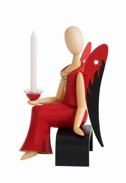 Engel, Sexy Lady sitzend auf Hocker - 15,5 cm - Erzgebirgische Holzkunst Gahlenz