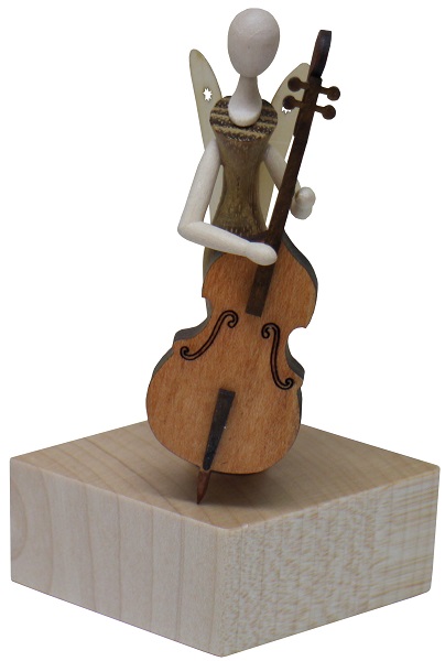 Engel, mit Baßgeige stehend aus Robinie -12 cm