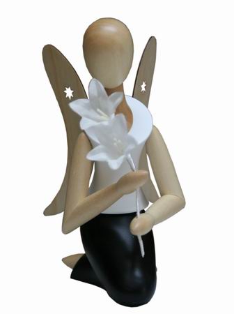 Engel, mit Glockenblume kniend - 13 cm