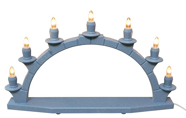 Schwibbogen blau 7 Kerzen, Leerbogen 