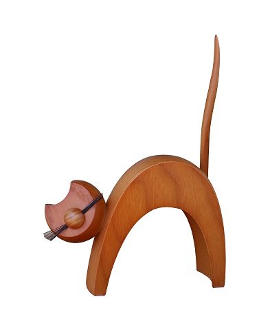 Katze ocker, stehend - Erzgebirgische Holzkunst Gahlenz