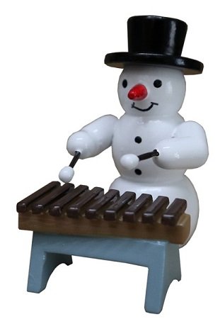 Schneemann, Xylophon - 5,5 cm - Erzgebirgische Holzkunst Gahlenz
