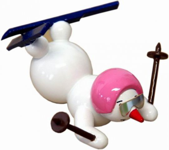 Snowman, Ski Helm rosa - 6 cm - Erzgebirgische Holzkunst Gahlenz