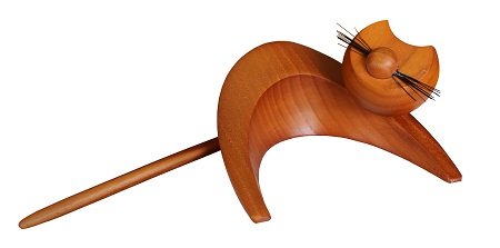 Katze ocker, liegend - Erzgebirgische Holzkunst Gahlenz