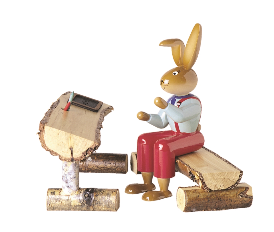 Hasenschule:Bank mit 1 Hasen 22cm