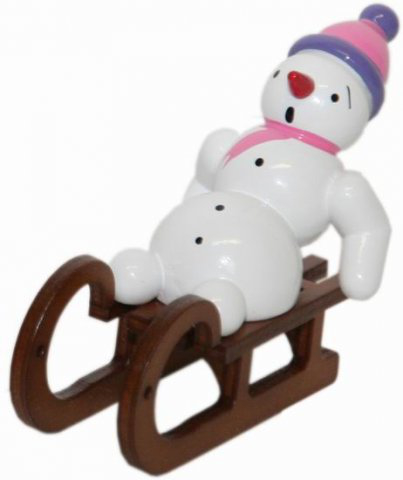 Snowman, Schlitten - 6 cm - Erzgebirgische Holzkunst Gahlenz