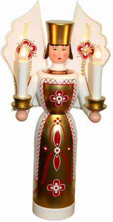 LT Engel, weiß/rot, elektrisch - 36 cm - Erzgebirgische Holzkunst Gahlenz