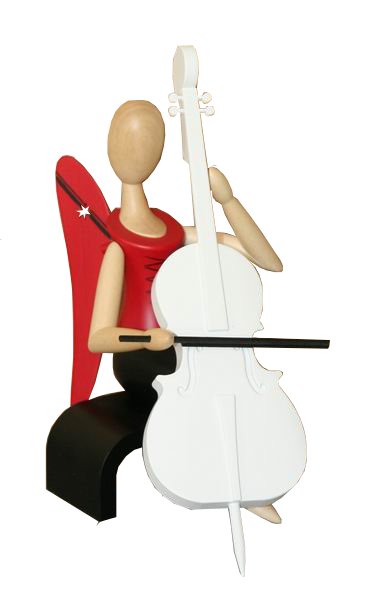 Engel, mit Cello sitzend - 15,5 - Erzgebirgische Holzkunst Gahlenz
