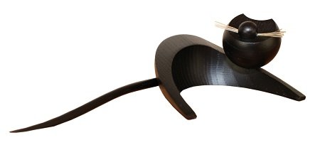 Katze schwarz, liegend - Erzgebirgische Holzkunst Gahlenz