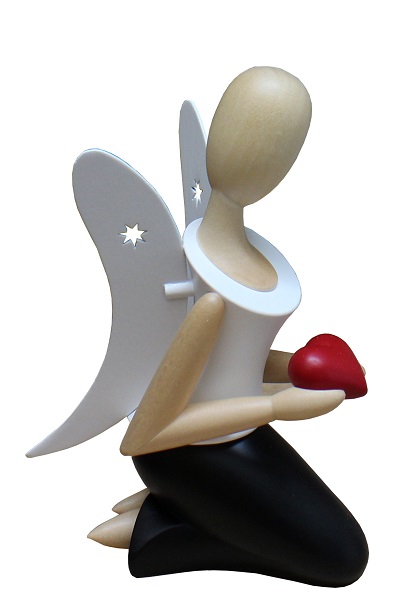 Engel, mit Herz kniend - 13 cm