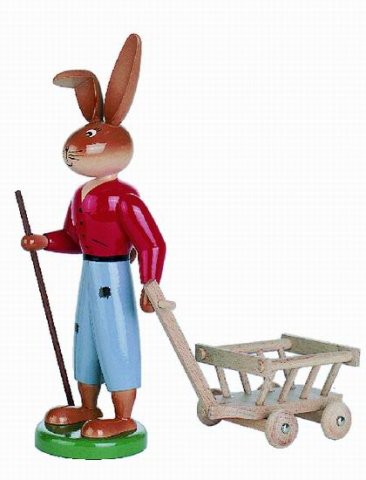 Hase mit Handwagen - 25 cm - Erzgebirgische Holzkunst Gahlenz