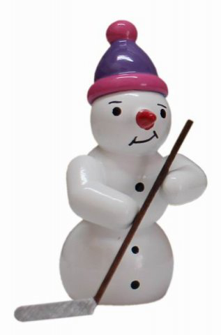 Snowman, Hockeyspieler 2014 - 5,5 cm - Erzgebirgische Holzkunst Gahlenz