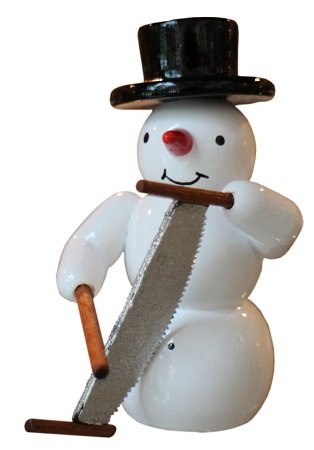Schneemann, singende Säge 2016 - 5,5 cm - Erzgebirgische Holzkunst Gahlenz