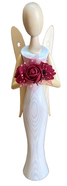 Engel, aus Esche gekalkt mit Rosen 24,5cm