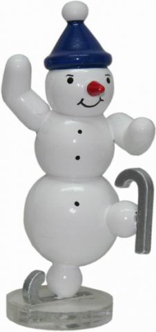 Snowman, Schlittschuhläufer - 7,5 cm - Erzgebirgische Holzkunst Gahlenz