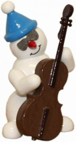Snowman, Kontrabass - 7 cm - Erzgebirgische Holzkunst Gahlenz