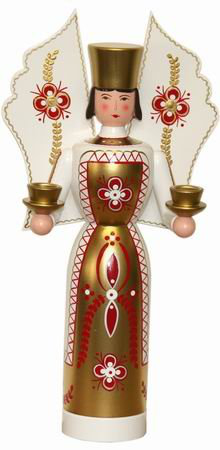 LT Engel, weiß/rot - 36 cm - Erzgebirgische Holzkunst Gahlenz