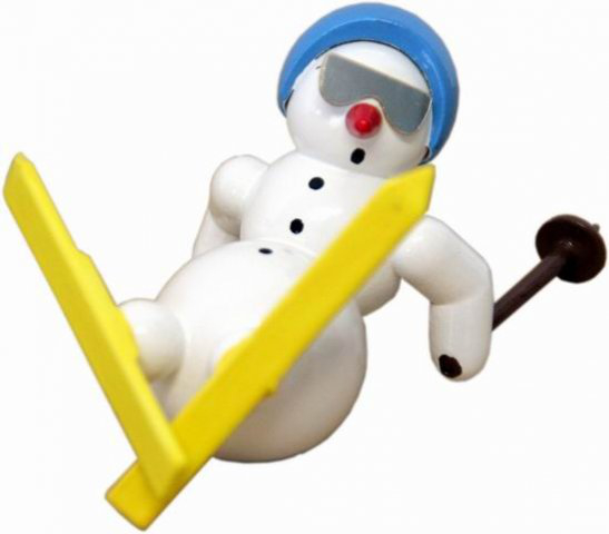 Snowman, Ski Helm blau - 6 cm - Erzgebirgische Holzkunst Gahlenz