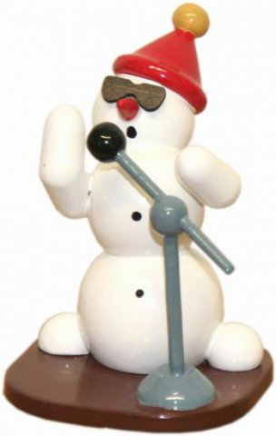 Snowman, Sänger - 6 cm - Erzgebirgische Holzkunst Gahlenz